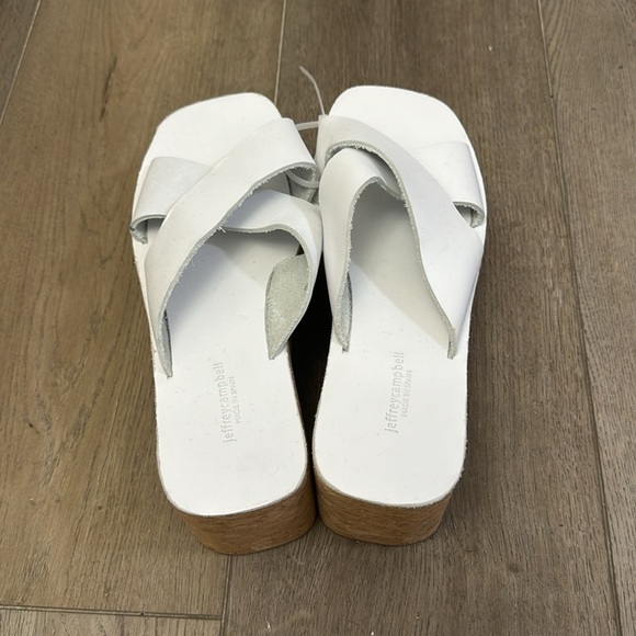 NEW! Jeffrey Campbell Itzelia White Cork Block Heel Platform Slide Sandal - 39 - Picture 4 of 11